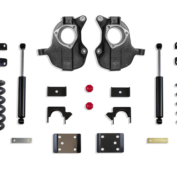 2016-2018 SILVERADO/SIERRA 1500 2WD/4WD 4"/6" LOWERING KIT (SPINDLES/COILS) (4DR, STAMPED/ALUM ARMS)