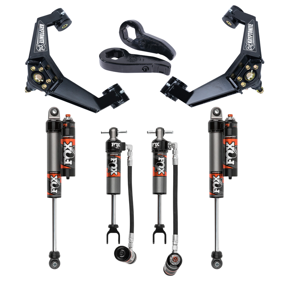 Kryptonite Stage 3 Leveling Kit with Fox 2.5 Performance Elite Shocks for 2011-2019 Chevy/GMC 2500HD/3500HD