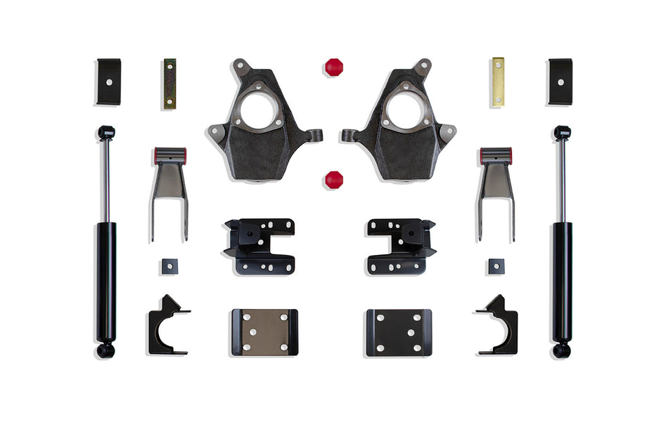 2007-2016 SILVERADO/SIERRA 1500 2WD/4WD 2"/4" LOWERING KIT (SPINDLES, CAST STEEL ARMS)