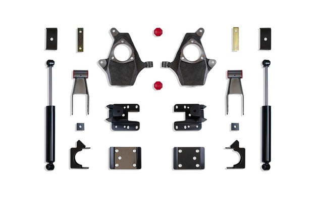 2007-2016 SILVERADO/SIERRA 1500 2WD/4WD 2"/4" LOWERING KIT (SPINDLES, CAST STEEL ARMS)
