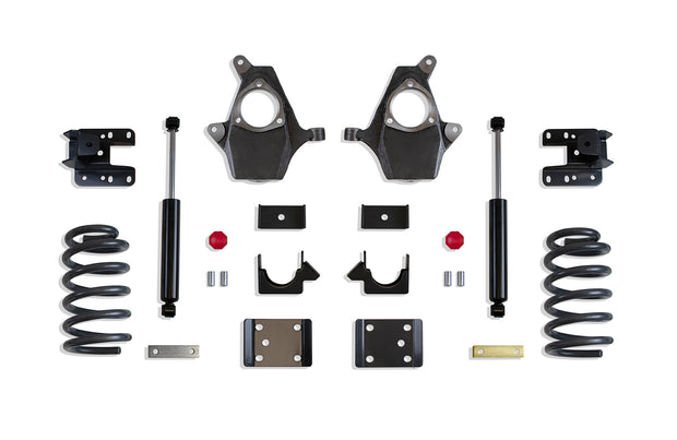 2014-2018 SILVERADO/SIERRA 1500 2WD/4WD 3"/5" LOWERING KIT (SPINDLES/COILS, EXT/CREW CAB, CAST STEEL ARMS)
