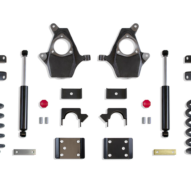 2014-2018 SILVERADO/SIERRA 1500 2WD/4WD 4"/6" LOWERING KIT (SPINDLES/COILS, EXT/CREW CAB, CAST STEEL ARMS)
