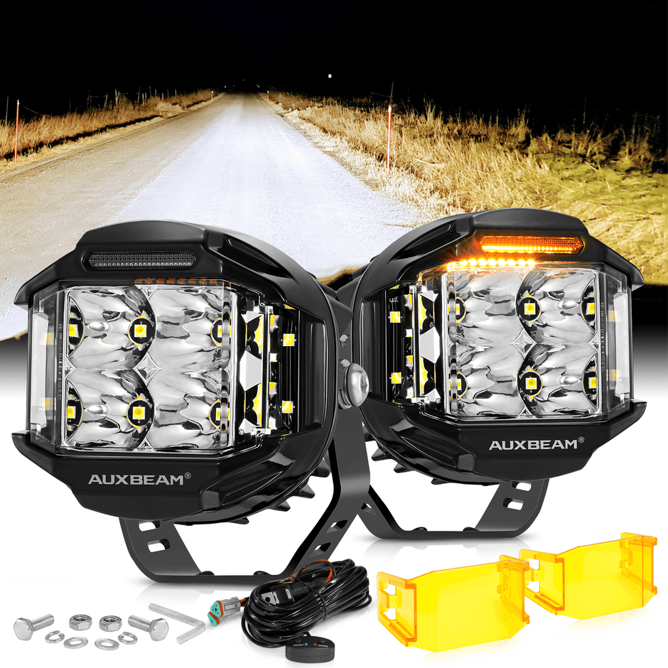 V-MAX Series Combo Beam Side Shooter LED Pod Lights with Amber DRL