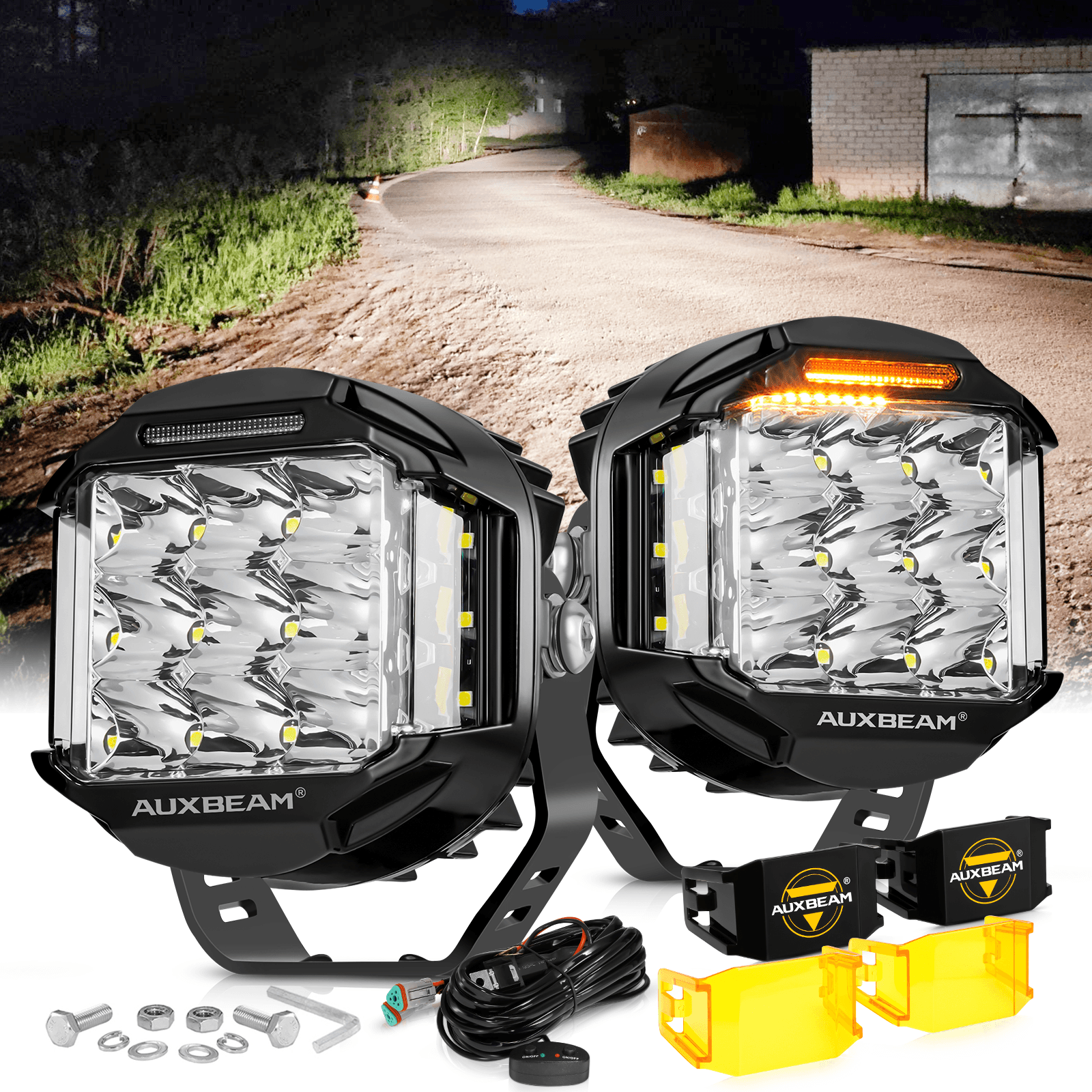 V-MAX Series Combo Beam Side Shooter LED Pod Lights with Amber DRL