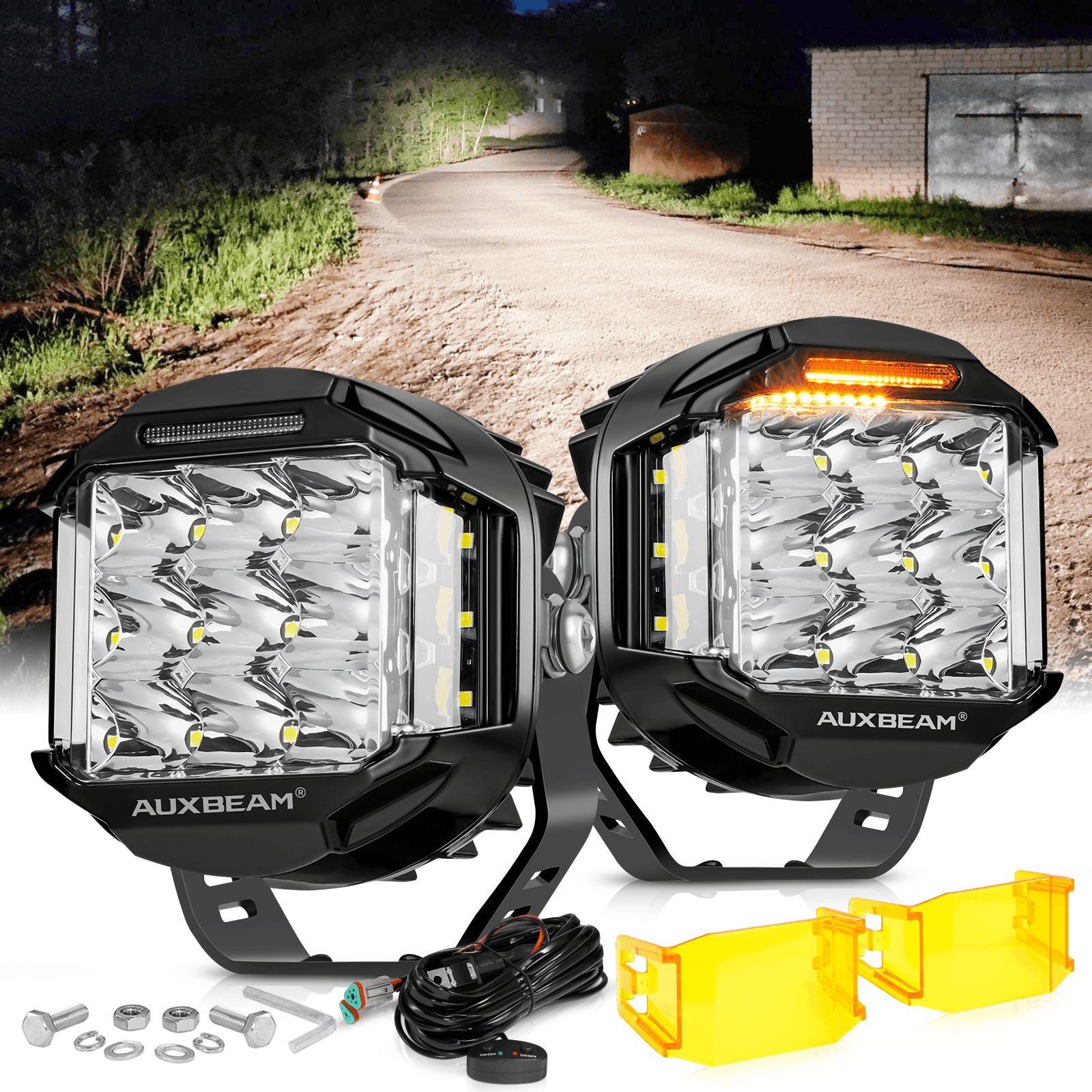 V-MAX Series | 5 Inch 168W 16440LM Combo Beam Side Shooter LED Round Pod Lights with Amber DRL