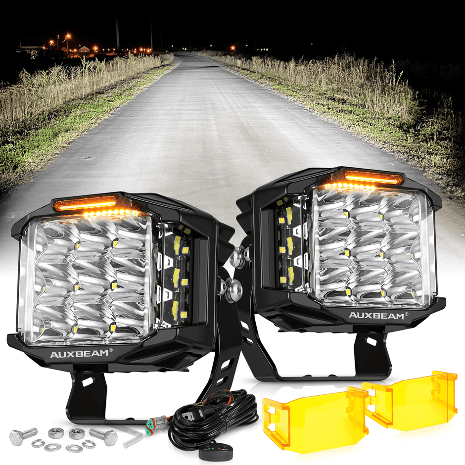 V-MAX Series Combo Beam Side Shooter LED Pod Lights with Amber DRL