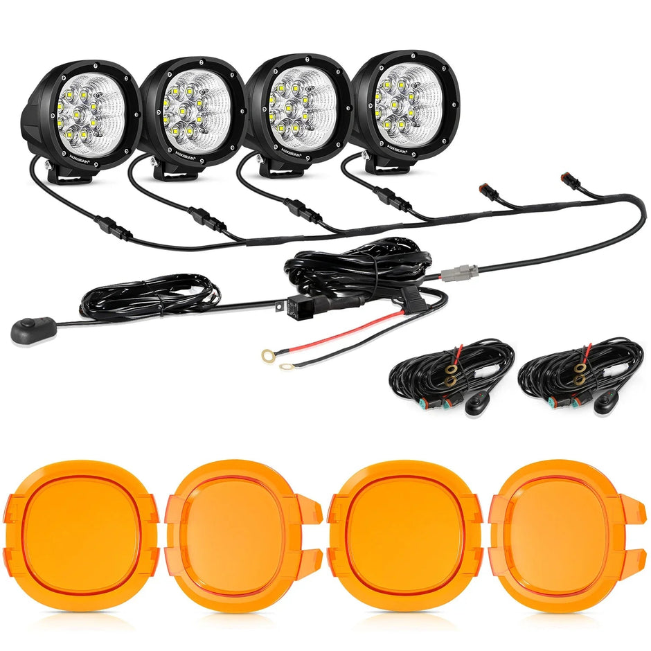 P4 Series | 4 Inch 90W 9000LM Round LED Driving Lights Flood White Pod Lights