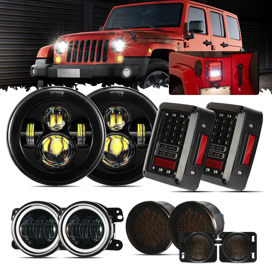 4 Inch 30w LED Fog Lights With White DRL+Amber Turn Signal For Jeep Wrangler 07-18 JK TJ LJ Front Bumper Lamp