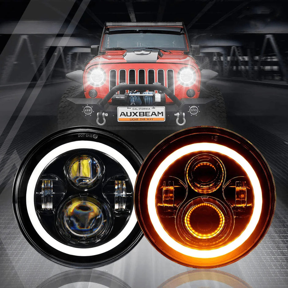 7 inch LED halo headlights black for Jeep Wrangler