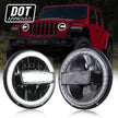 (2PCS/SET) 7 INCH 90W DOT APPROVED LED HEADLIGHTS WITH HALO RING DRL & HIGH LOW BEAM FOR JEEP WRANGLER JK TJ LJ CJ