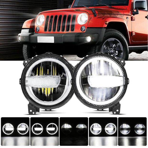(2PCS/SET) 9 INCH 120W DOT APPROVED LED HEADLIGHTS WITH HALO RING DRL & HIGH LOW BEAM FOR 2018-2021 JEEP JL JLU GLADIATOR JT