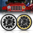 (2pcs/set)Starlight Flow Series 7 Inch 135W DOT Approved LED Headlights with DRL&Turn Signal High Low Beam for Jeep Wrangler JK TJ LJ CJ Land Rover Defender 90 1997-Black