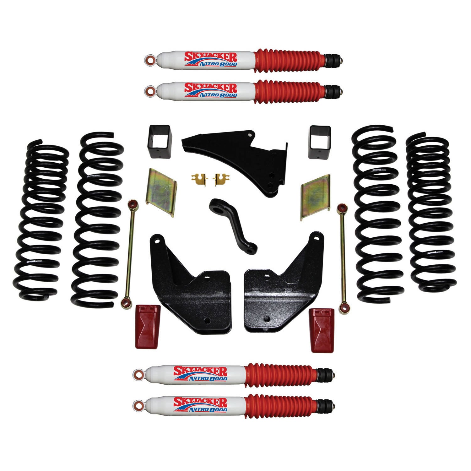 Suspension Lift Kit w/Shock Nitro Shocks 4 Inch Lift 14-19 Ram 2500 Incl. Front And Rear Coil Springs Skyjacker