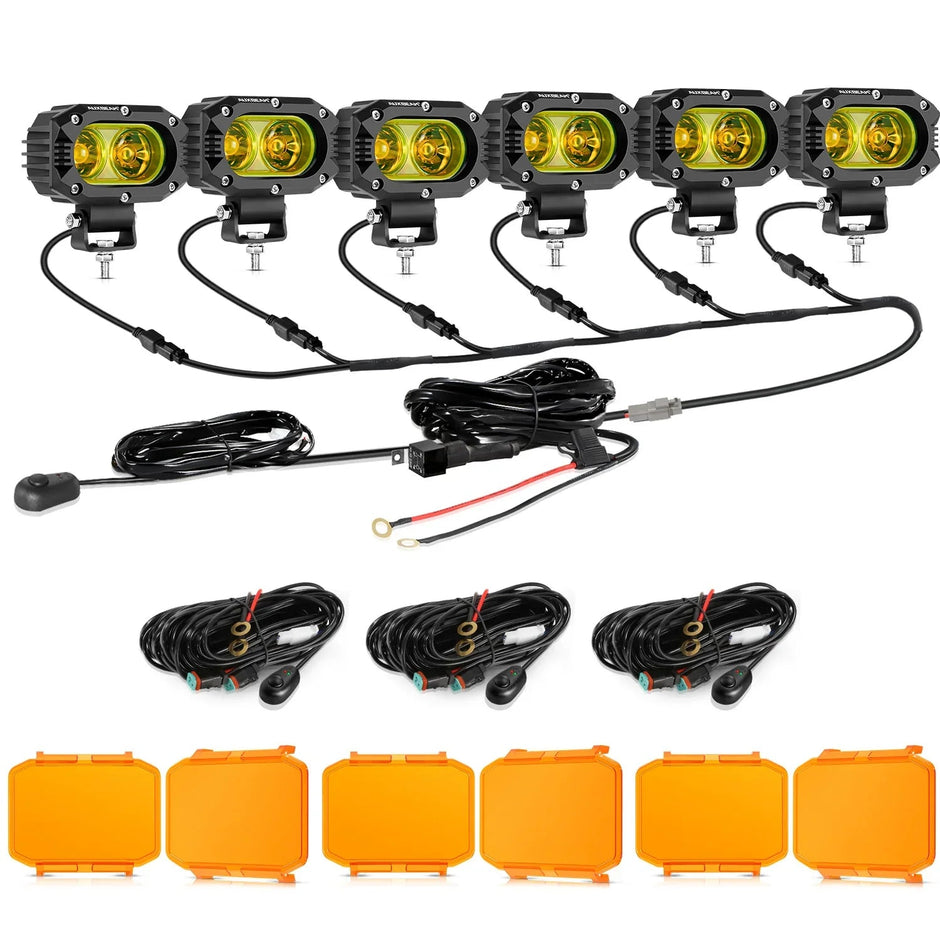 R4 Series | 4 Inch 60W LED Pods Light Flood Beam Amber Light