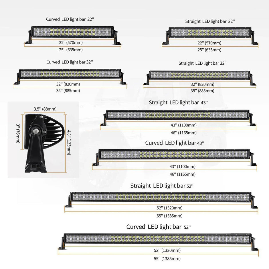 22 Inch-52 Inch 5D Series Straight/Curved Combo Beam Double Row LED Light Bar for 2016 Ford F150
