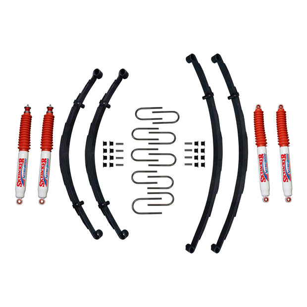 Suspension Lift Kit w/Shock Nitro Shocks 4 Inch Lift Incl. Front Leaf Springs Front/Rear U Bolt Kits Front/Rear Spring Bushing Kits Skyjacker