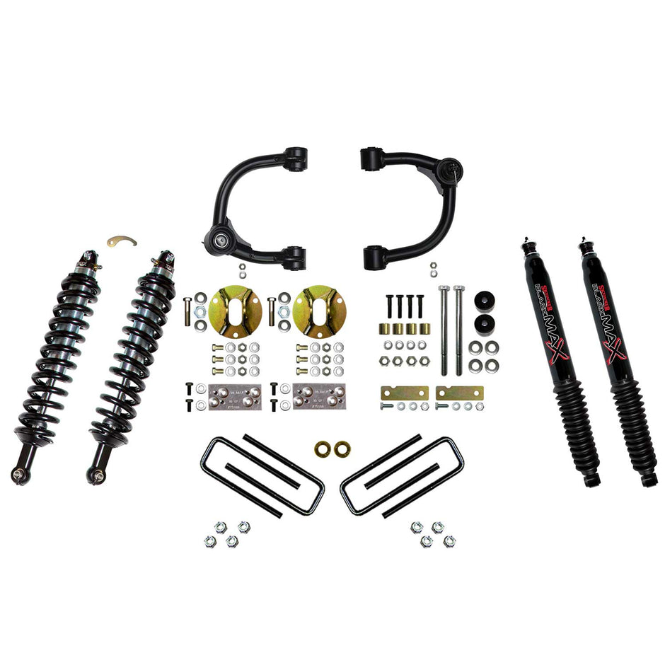 3 Inch Front Coilover Suspension Lift System with Front Upper Control Arms Rear Leaf Springs and Rear Black MAX Shocks 16-22 Toyota Tacoma Skyjacker - Image 2