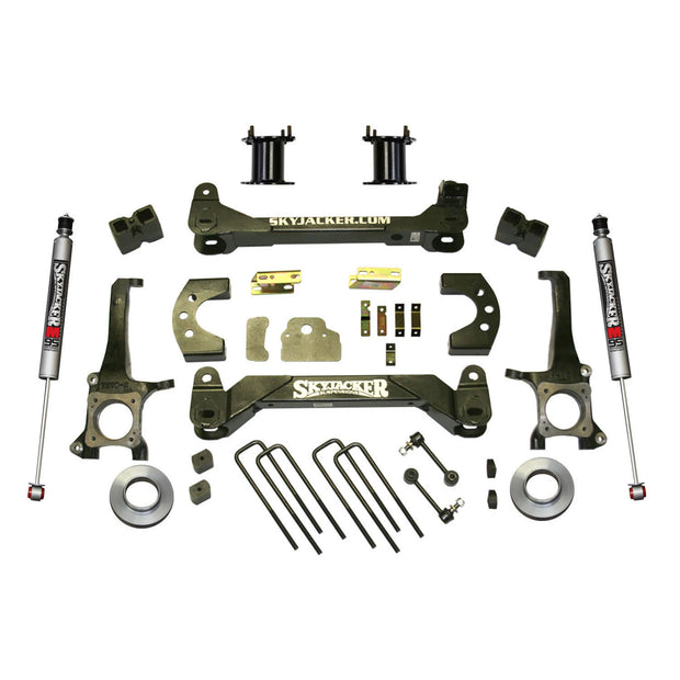 Suspension Lift Kit w/Shock 6 Inch Lift 07-19 Toyota Tundra Incl. Front Strut Spacers Rear Block Kit And Monotube 9500 Shocks Skyjacker