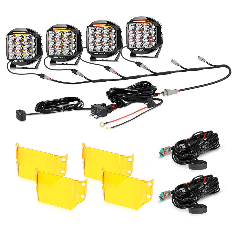 V-MAX Series | 7 Inch 228W 26100LM Combo Beam Side Shooter LED Round Driving Lights with Amber DRL&Backlight