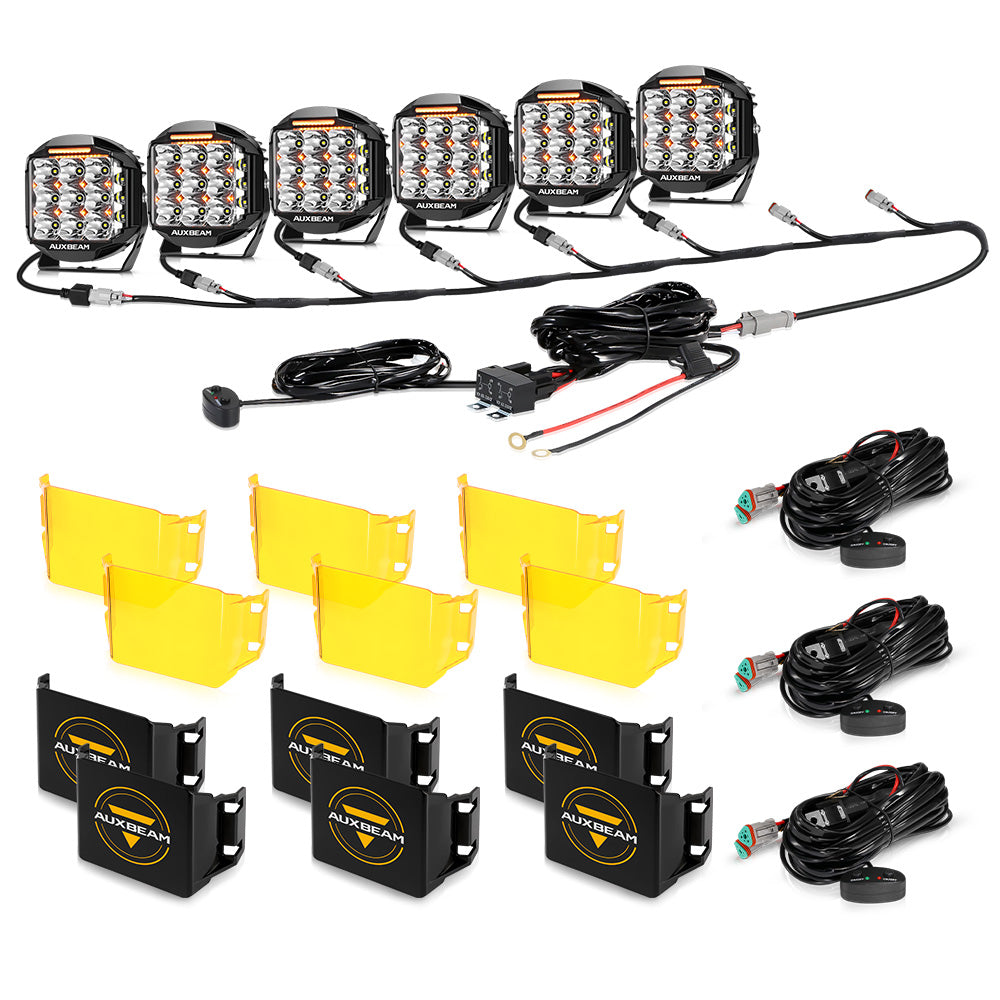 V-MAX Series | 7 Inch 228W 26100LM Combo Beam Side Shooter LED Round Driving Lights with Amber DRL&Backlight