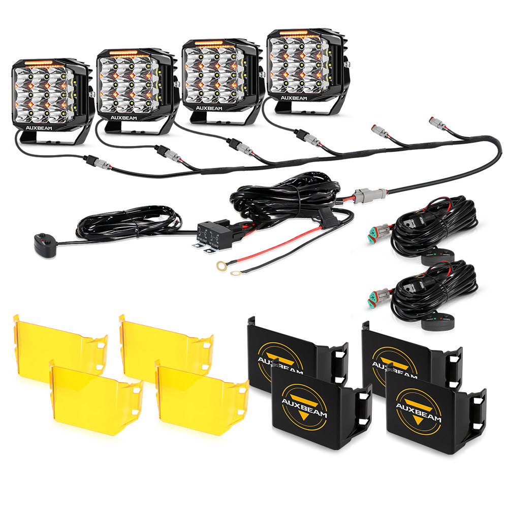 V-MAX Series | 7 Inch 228W 26100LM Combo Beam Side Shooter LED Square Pod Lights with Amber DRL&Backlight