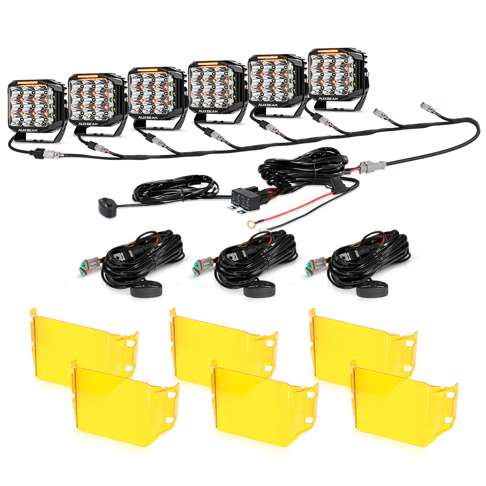 V-MAX Series | 7 Inch 228W 26100LM Combo Beam Side Shooter LED Square Pod Lights with Amber DRL&Backlight