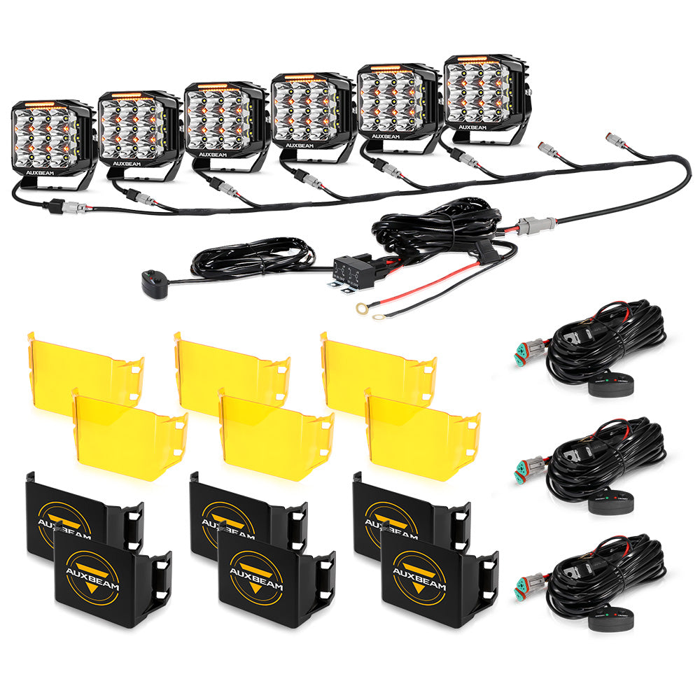 V-MAX Series | 7 Inch 228W 26100LM Combo Beam Side Shooter LED Square Pod Lights with Amber DRL&Backlight
