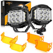 V-MAX Series | 5 Inch 168W 16440LM Spot Beam Side Shooter LED Round Pod Lights with Amber DRL