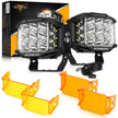 V-MAX Series | 5 Inch 168W 16440LM Spot Beam Side Shooter LED Square Pod Lights with Amber DRL