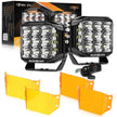 V-MAX Series | 7 Inch 228W 26100LM Spot Beam Side Shooter LED Square Pod Lights with Amber DRL&Backlight