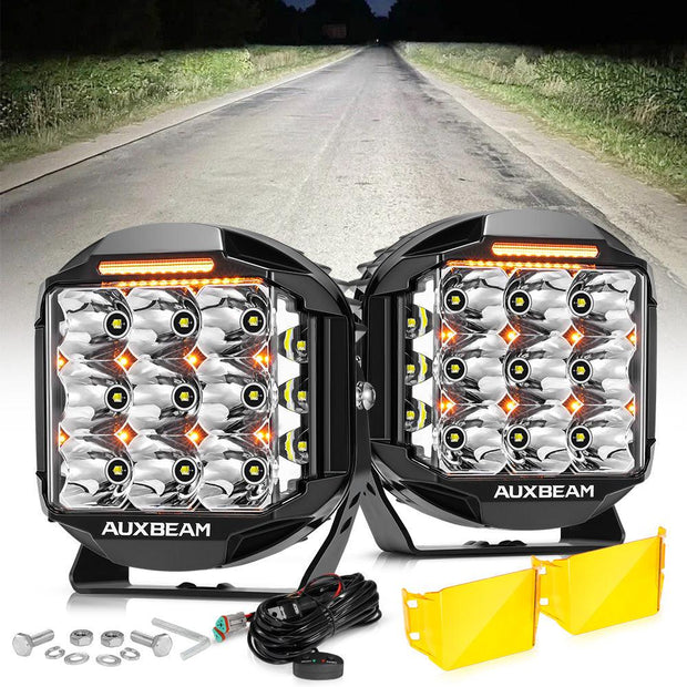 V-MAX Series | 7 Inch 228W 26100LM Combo Beam Side Shooter LED Round Driving Lights with Amber DRL&Backlight