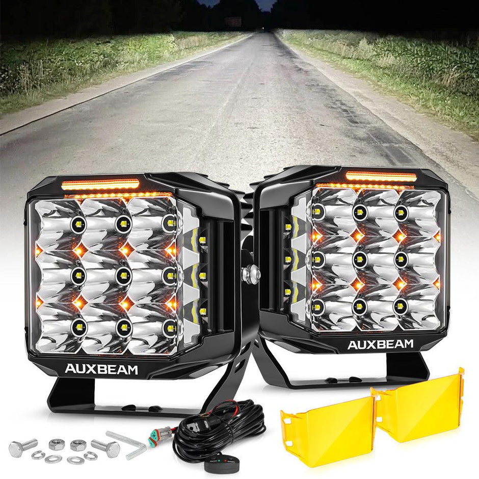 V-MAX Series | 7 Inch 228W 26100LM Combo Beam Side Shooter LED Square Pod Lights with Amber DRL&Backlight
