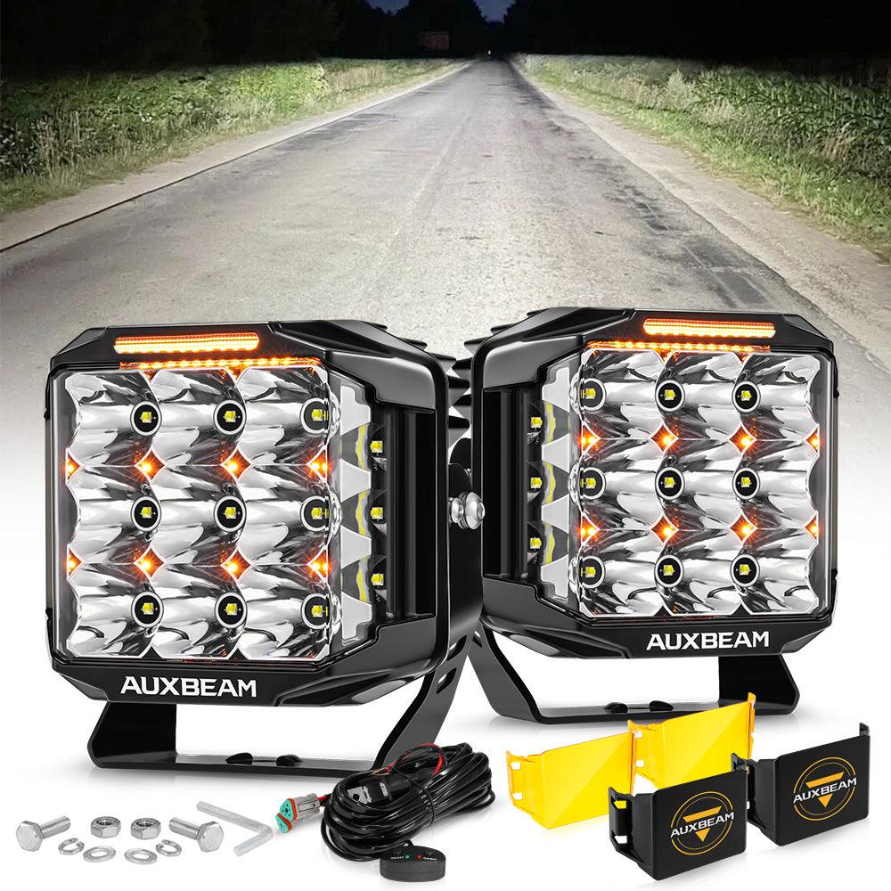 V-MAX Series | 7 Inch 228W 26100LM Combo Beam Side Shooter LED Square Pod Lights with Amber DRL&Backlight