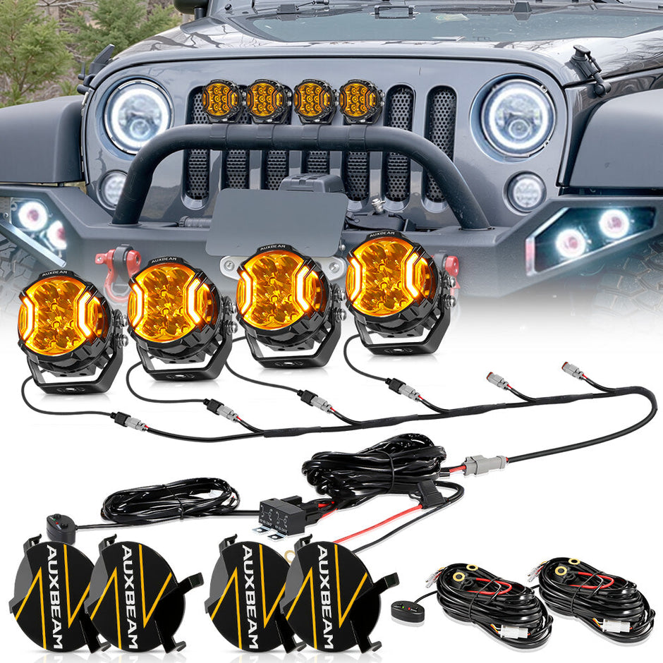 V-ULTRA Series | 3 Inch 108W LED Side Shooter Amber Pod Lights with Amber DRL