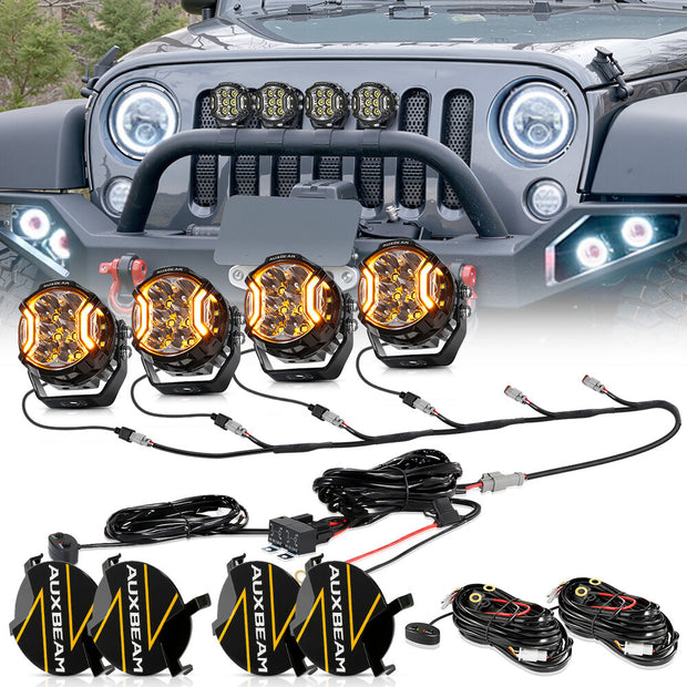 V-ULTRA Series | 3 Inch 108W LED Side Shooter White Pod Lights with Amber DRL