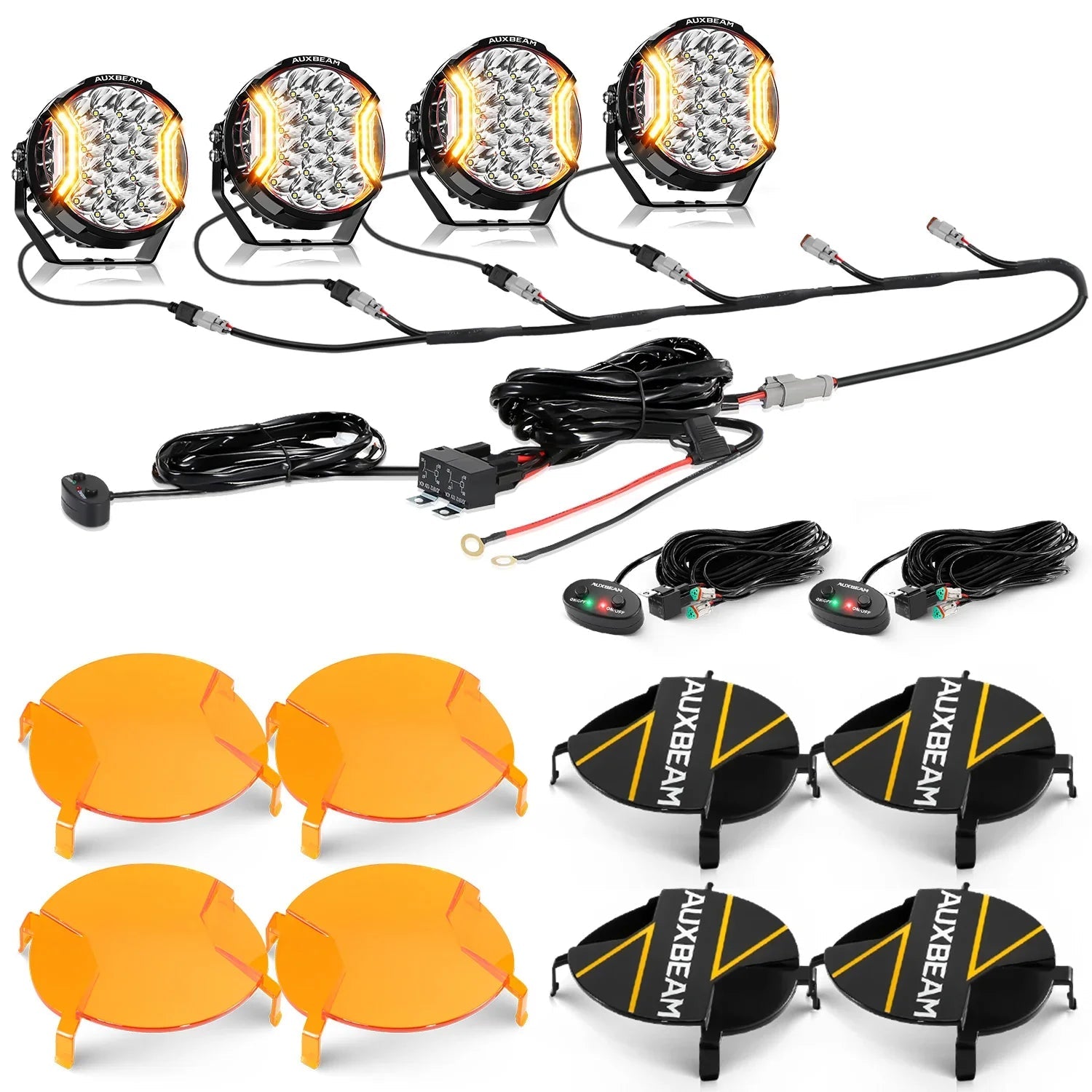 V-ULTRA Series | 7 Inch 226W LED Side Shooter White Pod Lights with Amber DRL