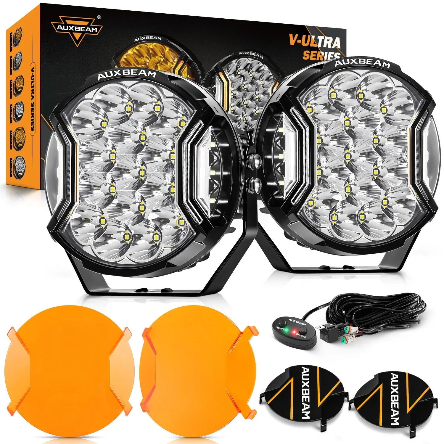 V-ULTRA Series | 7 Inch 226W LED Side Shooter White Pod Lights with Amber DRL