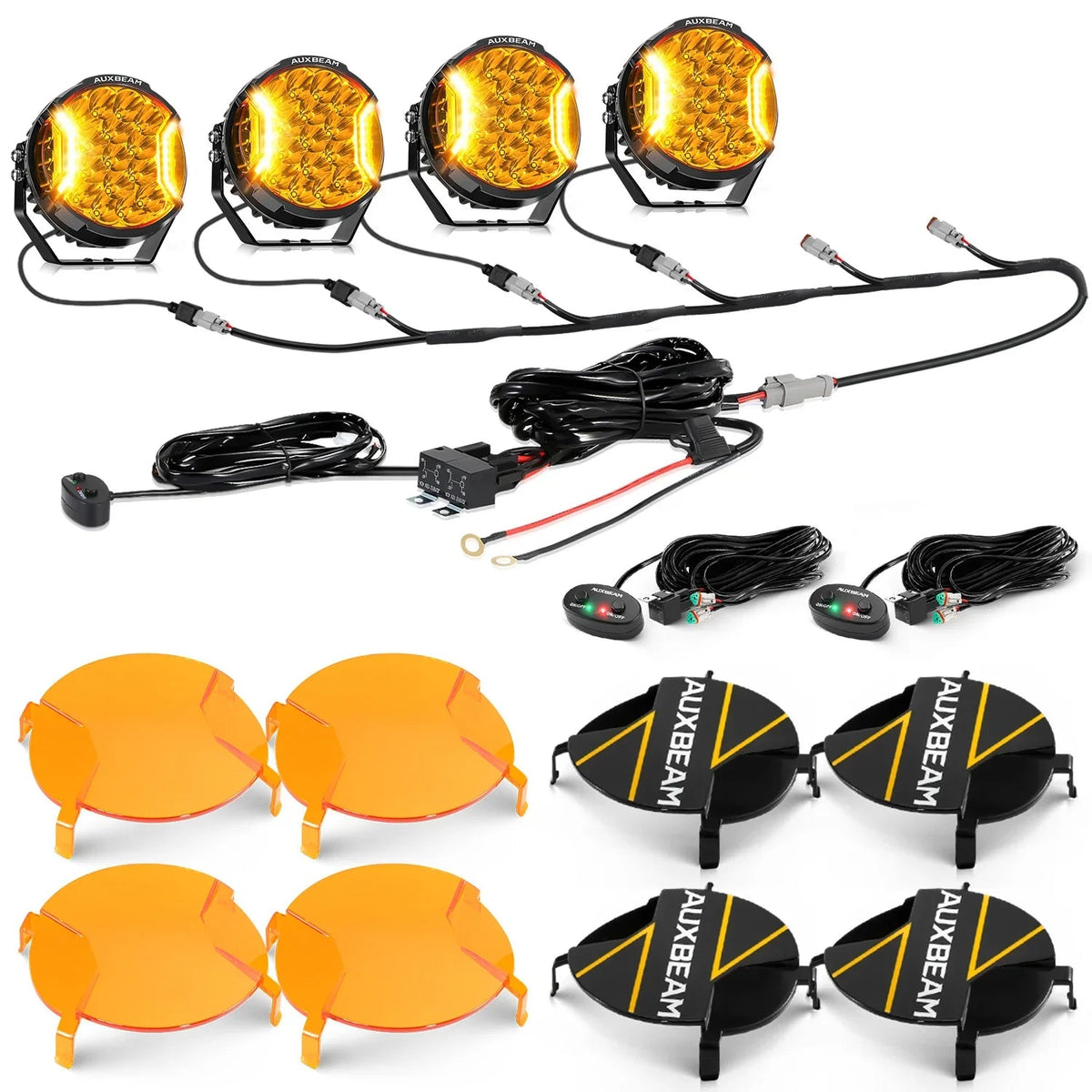 V-ULTRA Series | 7 Inch 226W LED Side Shooter Amber Pod Lights with Amber DRL