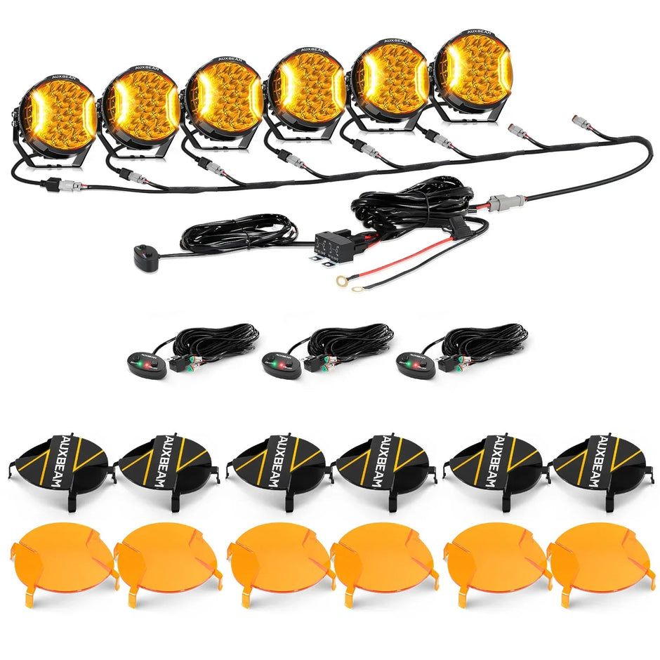 V-ULTRA Series | 7 Inch 226W LED Side Shooter Amber Pod Lights with Amber DRL