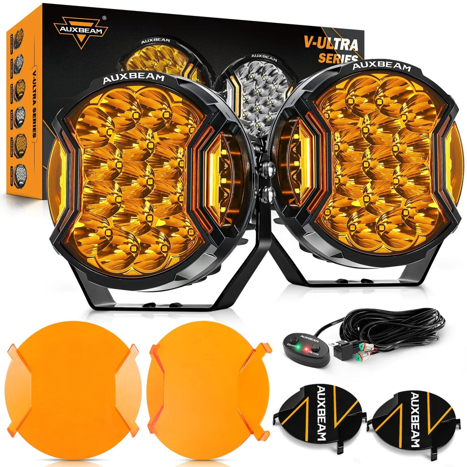 V-ULTRA Series | 7 Inch 226W LED Side Shooter Amber Pod Lights with Amber DRL