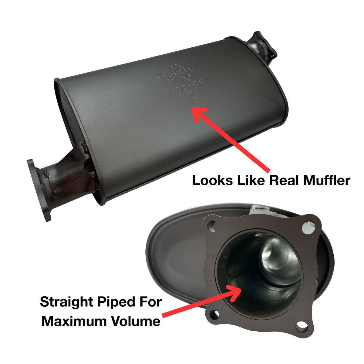 Redback Extreme Duty Straight Piped Muffler (Offset/Offset, 5in Round) - XM00073-ST
