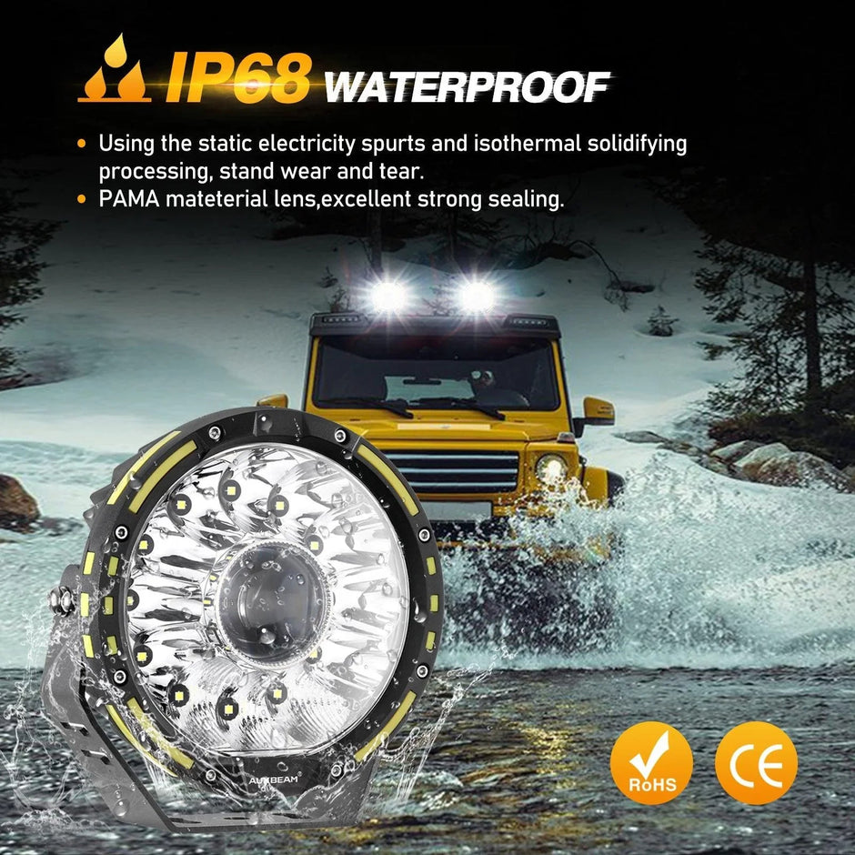 (2pcs/set) 7 Inch 230W 33332LM 360-PRO Series Custom Lens Offroad LED Driving Lights+Amber/Black Covers(Optional) for FORD F150 F250