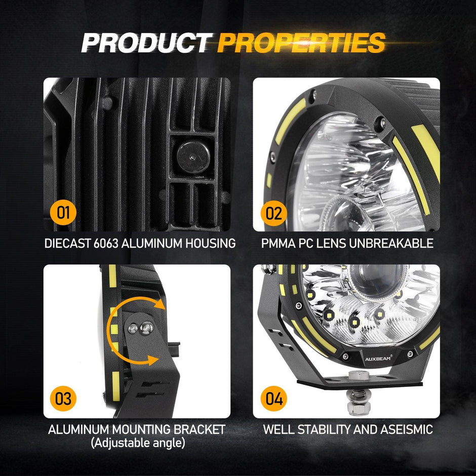 360 PRO Series 7 INCH/9 INCH 360-PRO Series Offroad LED Driving Lights+Amber/Black Covers(Optional)