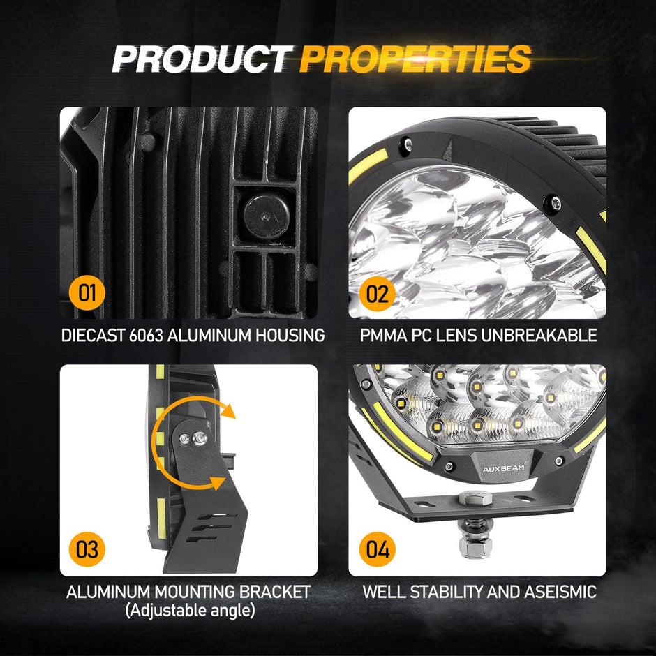 (2pcs/set) 9 INCH 270W 37776LM 360-PRO Series Custom Lens LED Driving Lights+Amber/Black Covers(Optional) for Toyota Tacoma 2016 2017 2018 2019 2020 2021