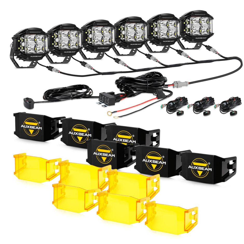 V-max Series 6Pcs Side Shooter Pod Lights with Power Harness