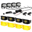 V-MAX Series | 4 Inch 92W 8960LM Spot Beam Side Shooter LED Square Pod Lights with Amber DRL