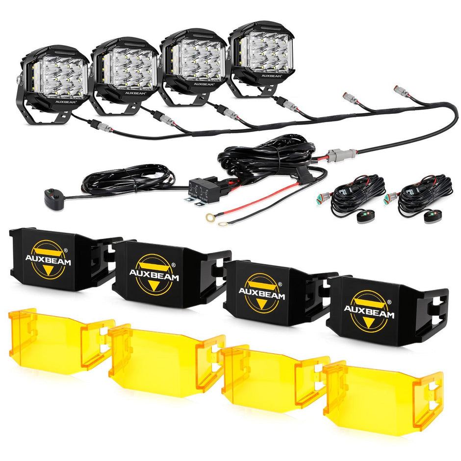 V-MAX Series Combo Beam Side Shooter LED Pod Lights with Amber DRL