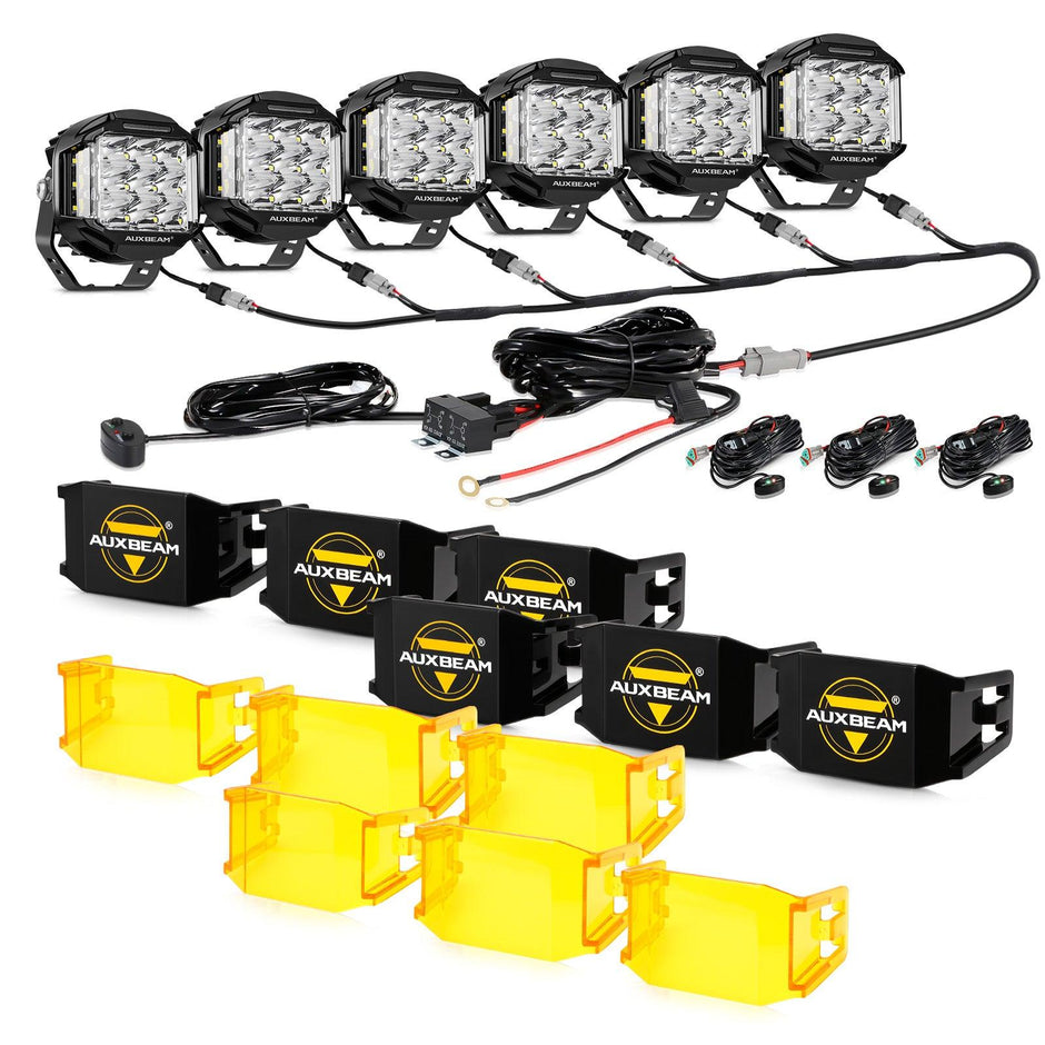 V-max Series 6Pcs Side Shooter Pod Lights with Power Harness