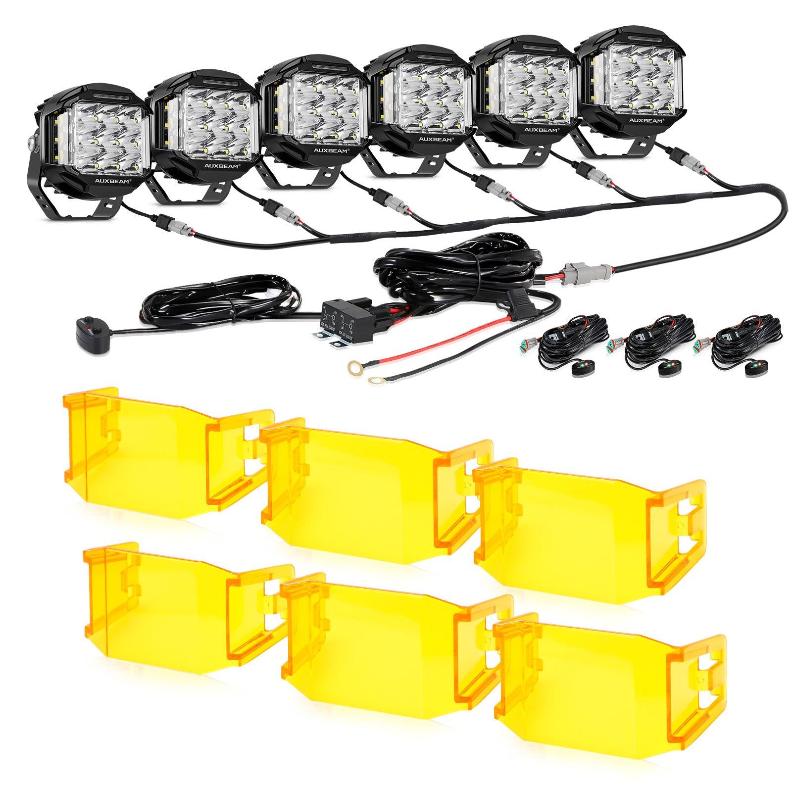 V-max Series 6Pcs Side Shooter Pod Lights with Power Harness