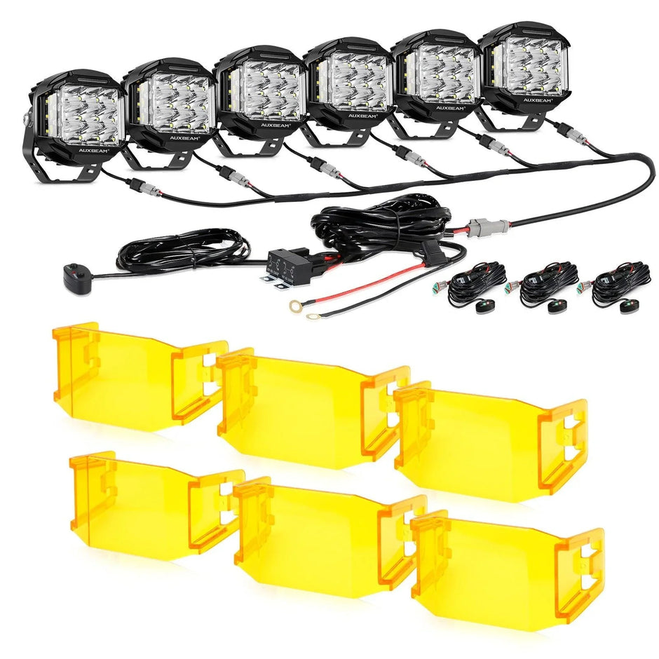 V-MAX Series | 5 Inch 168W 16440LM Spot Beam Side Shooter LED Round Pod Lights with Amber DRL